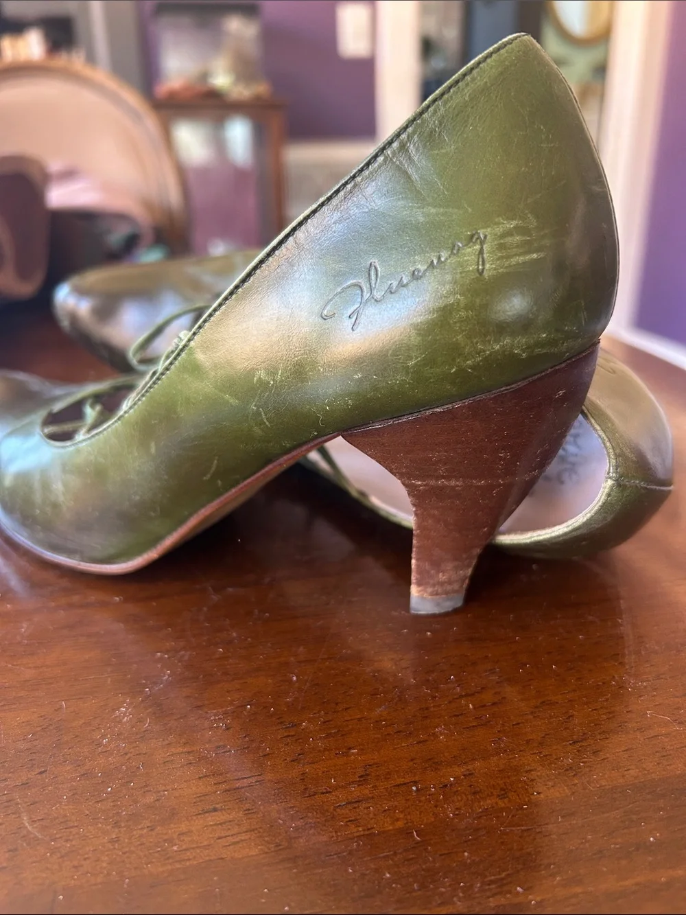 John Fluevog Olive Lace-Up Leather Heels - Picture 2 of 4